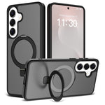 Phone Case for Samsung Galaxy S25+ / S24+ Magnetic Kickstand PC + TPU Matte Finish Shockproof Protective Cover