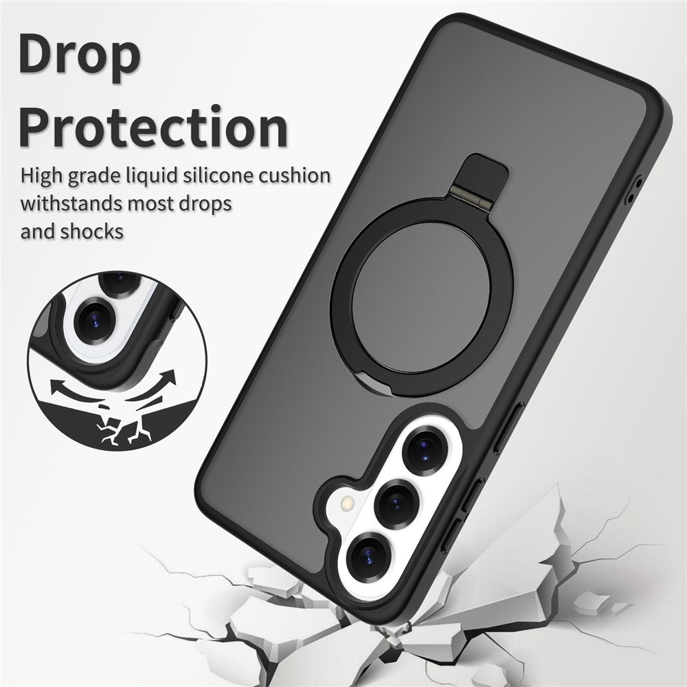 Phone Case for Samsung Galaxy S25+ / S24+ Magnetic Kickstand PC + TPU Matte Finish Shockproof Protective Cover