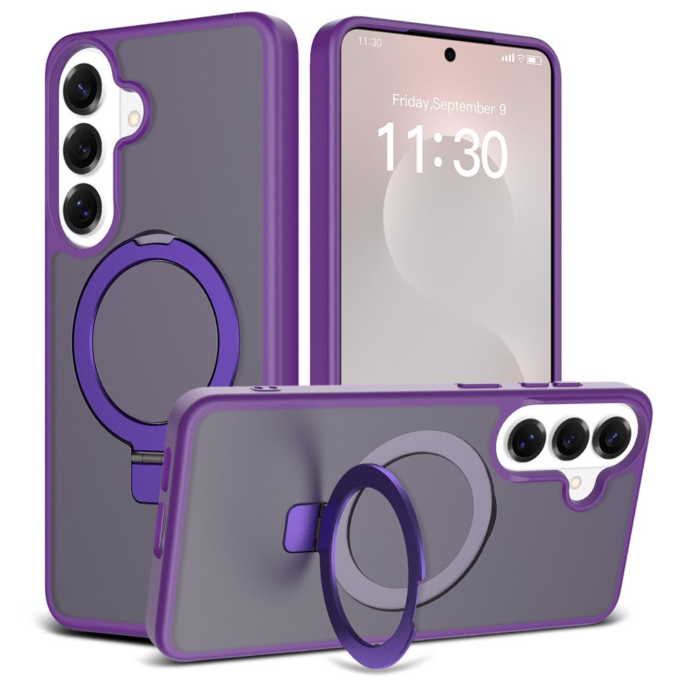 Phone Case for Samsung Galaxy S25+ / S24+ Magnetic Kickstand PC + TPU Matte Finish Shockproof Protective Cover