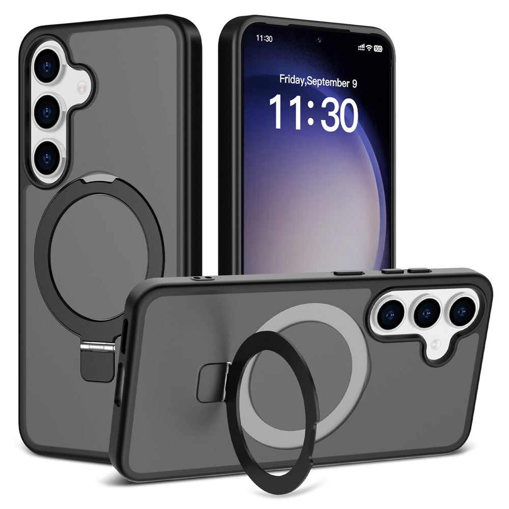 For Samsung Galaxy S25 / S24 Case Magnetic Kickstand PC + TPU Matte Finish Shockproof Phone Protective Cover