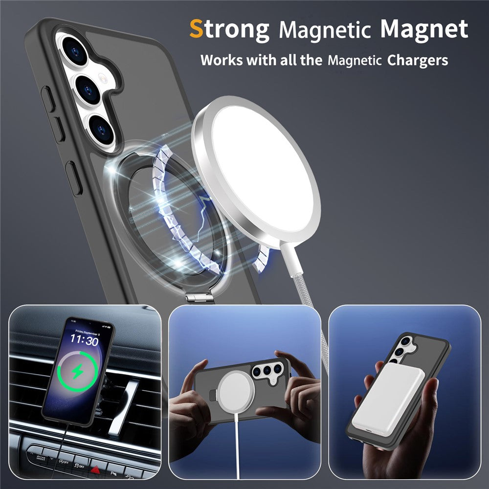 For Samsung Galaxy S25 / S24 Case Magnetic Kickstand PC + TPU Matte Finish Shockproof Phone Protective Cover