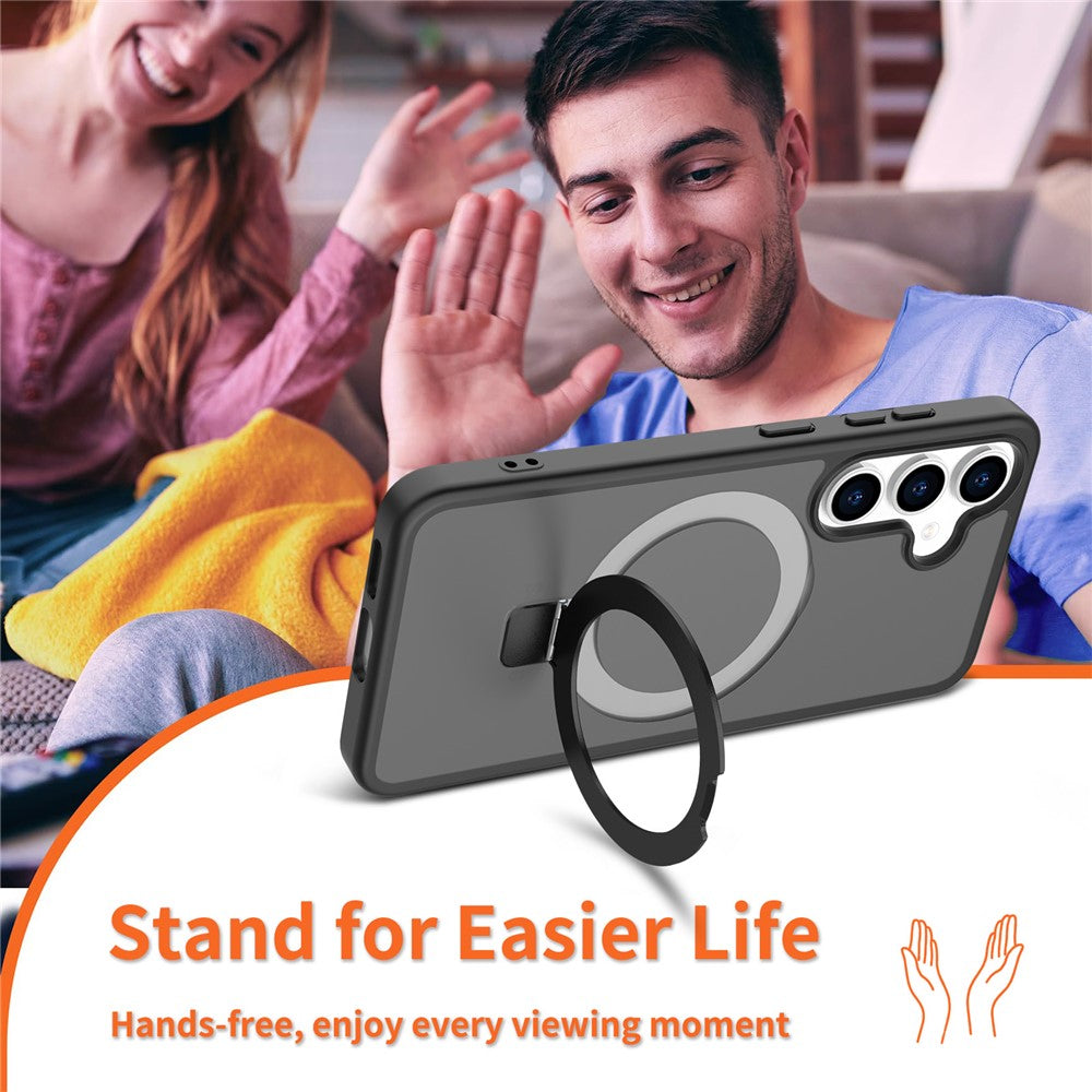 For Samsung Galaxy S25 / S24 Case Magnetic Kickstand PC + TPU Matte Finish Shockproof Phone Protective Cover