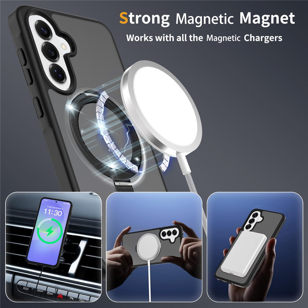 Mobilcover til Samsung Galaxy A27 5G / A37 5G / A36 5G / A56 5G, magnetisk stativ, PC + TPU, mat finish, stødsikkert beskyttelsescover