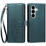 For Samsung Galaxy M47 5G / Galaxy A27 5G Case Rose Pattern Imprinted Wallet Stand PU Leather Phone Cover with Wrist Strap