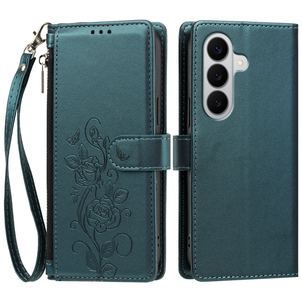 For Samsung Galaxy M47 5G / Galaxy A27 5G Case Rose Pattern Imprinted Wallet Stand PU Leather Phone Cover with Wrist Strap
