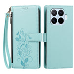 For Xiaomi 17T Pro Case Rose Pattern Imprinted Wallet Stand PU Leather Phone Cover with Wrist Strap