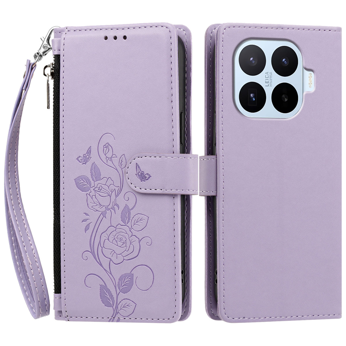 For Xiaomi 17T Case Rose Pattern Imprinted Wallet Stand PU Leather Phone Cover with Wrist Strap