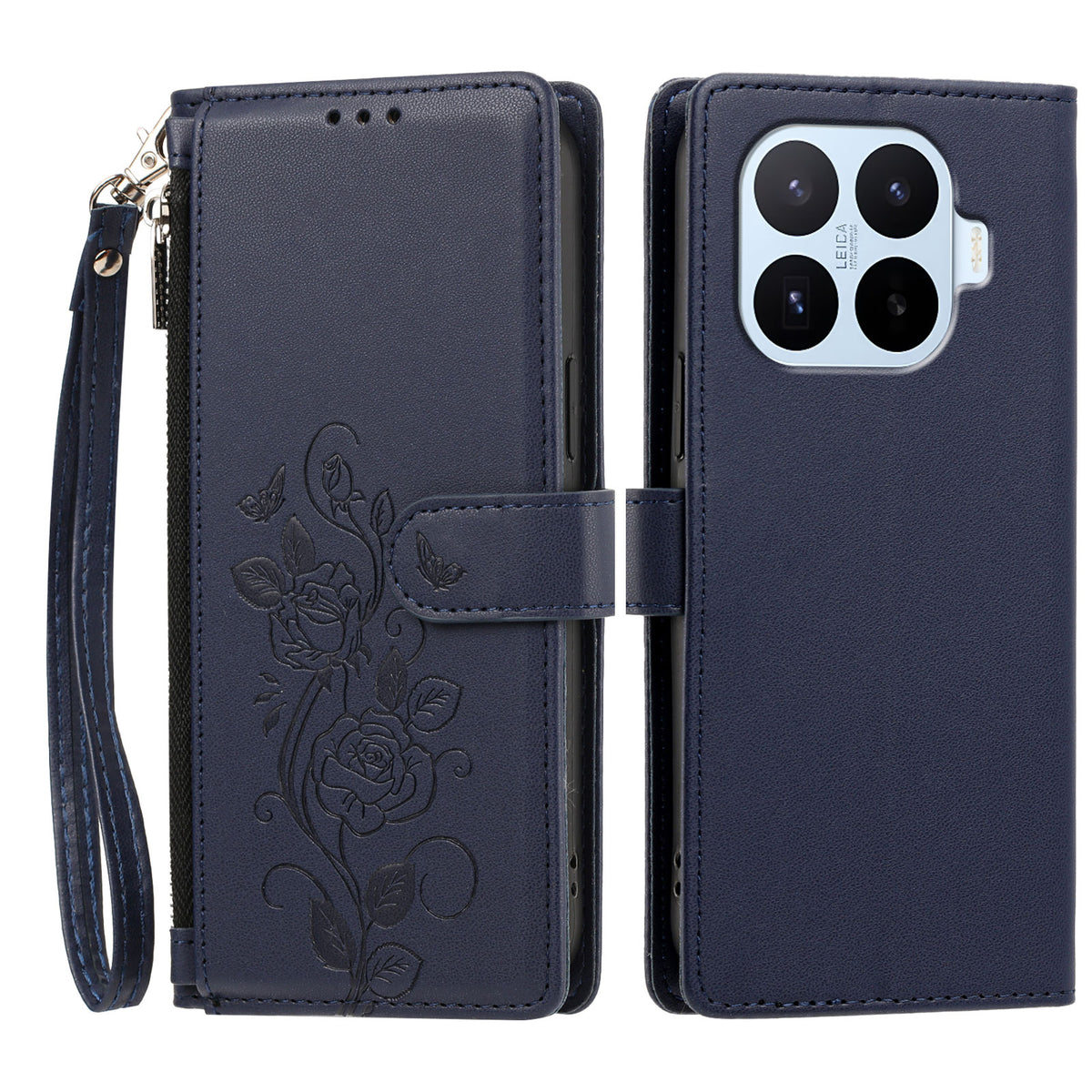 For Xiaomi 17T Case Rose Pattern Imprinted Wallet Stand PU Leather Phone Cover with Wrist Strap