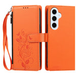 For Samsung Galaxy S25 FE / Galaxy S26 FE Case Rose Pattern Imprinted Wallet Stand PU Leather Phone Cover with Wrist Strap