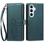 For Samsung Galaxy S25 FE / Galaxy S26 FE Case Rose Pattern Imprinted Wallet Stand PU Leather Phone Cover with Wrist Strap