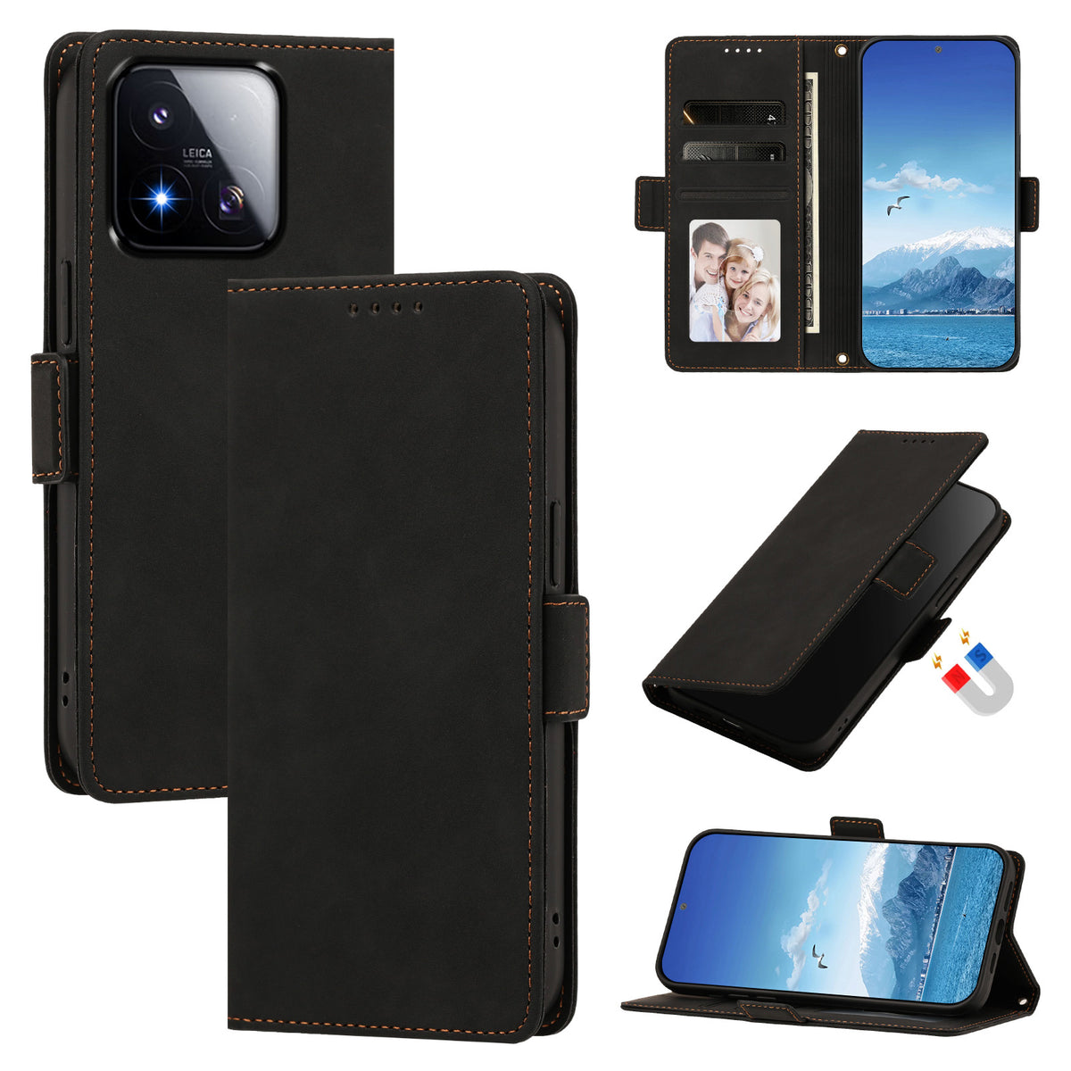 For Xiaomi 17 Max Case Skin-touch PU Leather Flip Wallet Phone Cover with Wrist Strap