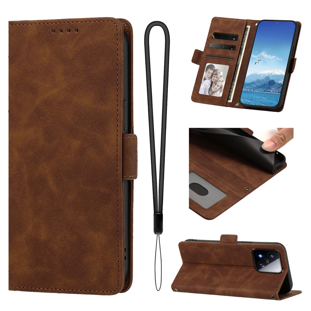 For Xiaomi 17 Max Case Skin-touch PU Leather Flip Wallet Phone Cover with Wrist Strap