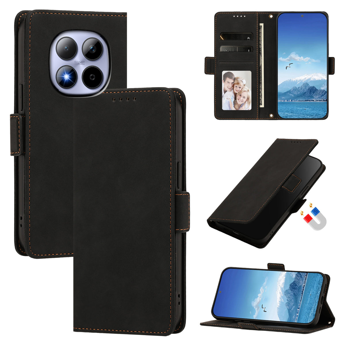 For Xiaomi Redmi Note 15 Pro 5G (Global) Case Skin-touch PU Leather Flip Wallet Phone Cover with Wrist Strap
