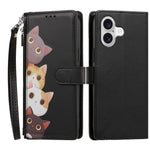 For iPhone 17 / iPhone 18 Case Cute Cat Pattern PU Leather Flip Wallet Phone Cover with Wrist Strap