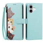 For iPhone 17 / iPhone 18 Case Cute Cat Pattern PU Leather Flip Wallet Phone Cover with Wrist Strap