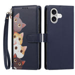 For iPhone 17 / iPhone 18 Case Cute Cat Pattern PU Leather Flip Wallet Phone Cover with Wrist Strap