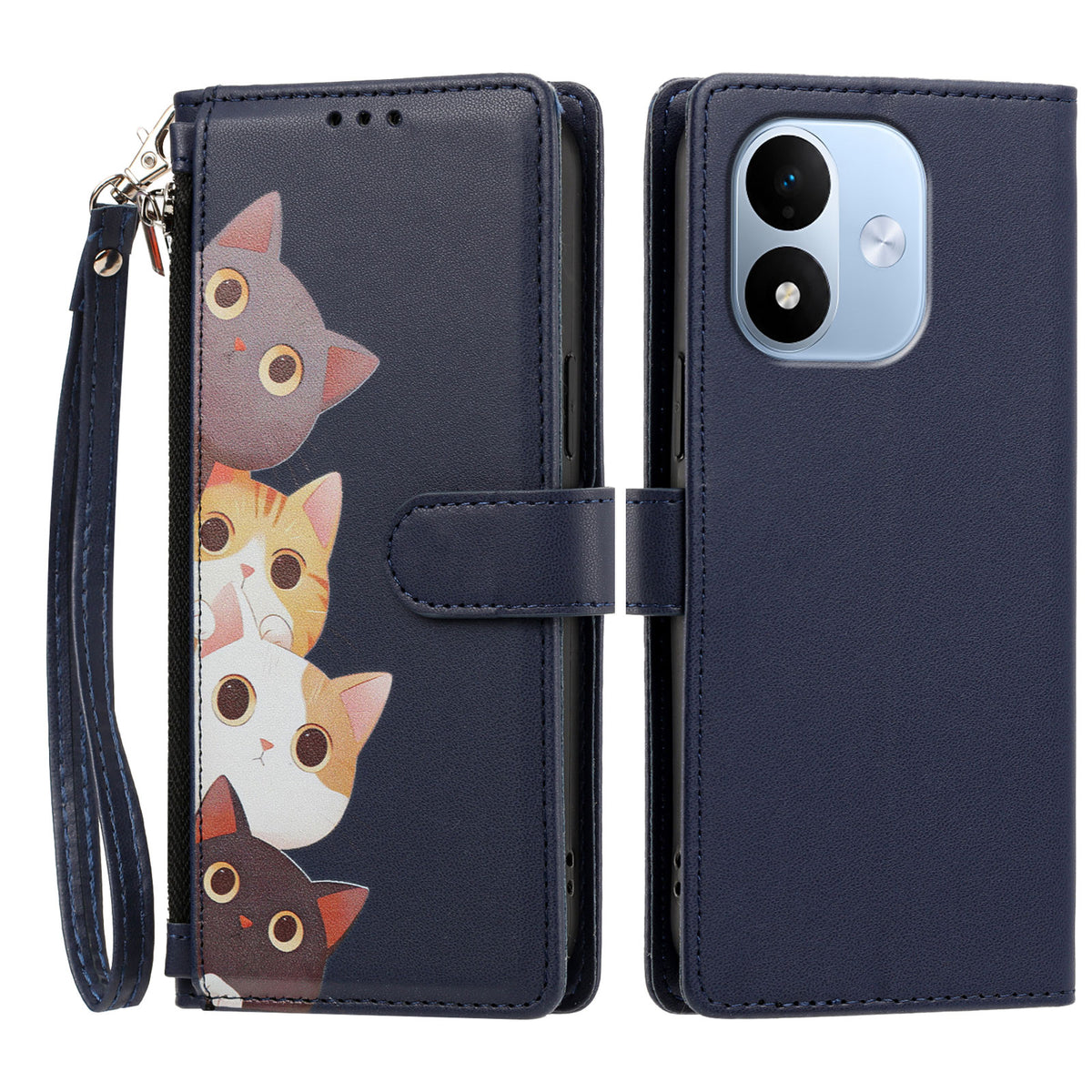 Xiaomi Redmi Note 17 (Indien/Kina) 5G / Xiaomi Redmi Note 17 5G (Global) / Xiaomi Redmi Note 17 4G (Global) Fodral Sött Kattmönster PU-läder Flip Plånboksfodral med Handledsrem