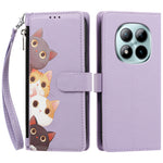 For Xiaomi Poco M8 Pro 5G / Xiaomi Redmi Note 15 Pro+ 5G (Global) Case Cute Cat Pattern PU Leather Flip Wallet Phone Cover with Wrist Strap
