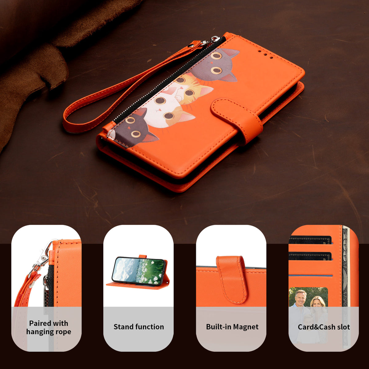 For Xiaomi 17T Pro Case Cute Cat Pattern PU Leather Flip Wallet Phone Cover with Wrist Strap