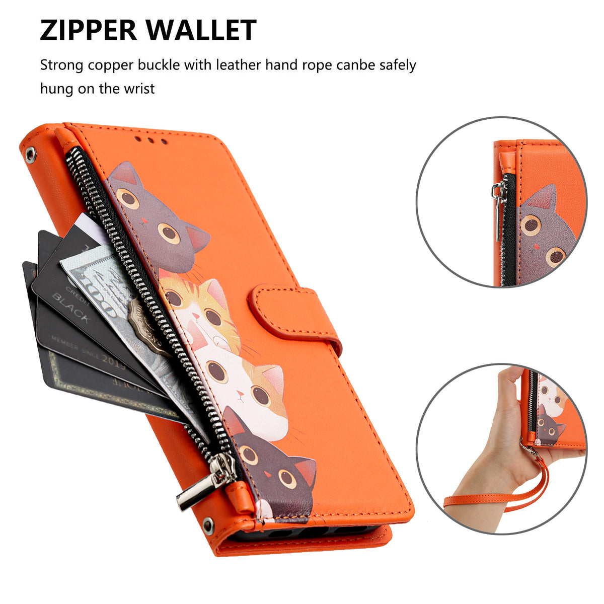 For Xiaomi 17T Pro Case Cute Cat Pattern PU Leather Flip Wallet Phone Cover with Wrist Strap