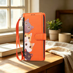For Xiaomi 17T Pro Case Cute Cat Pattern PU Leather Flip Wallet Phone Cover with Wrist Strap