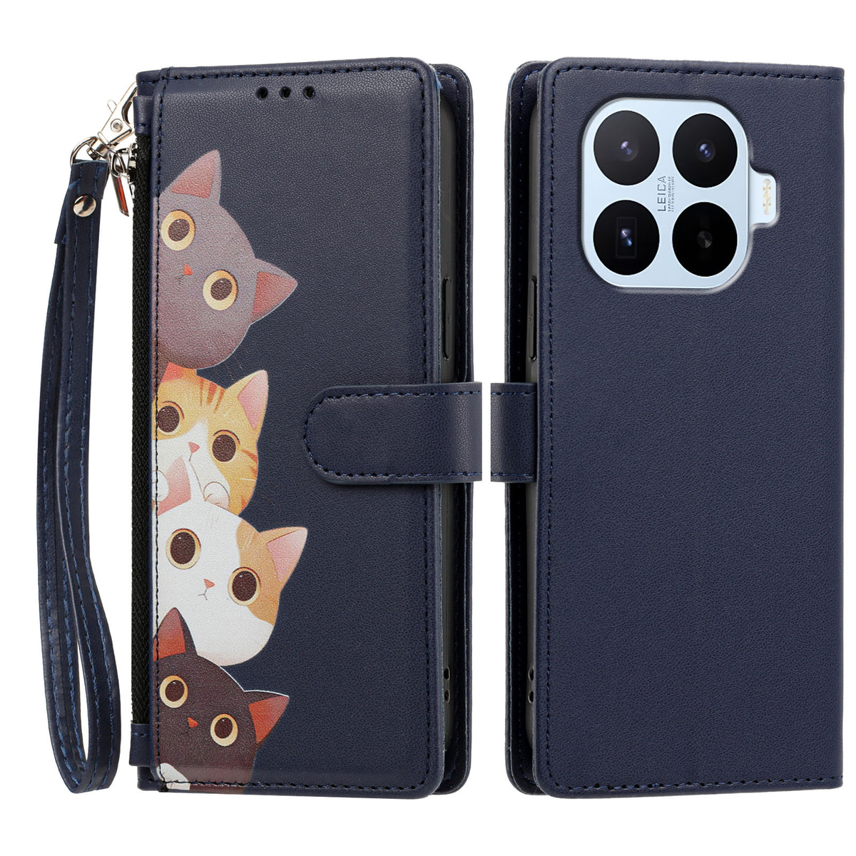 For Xiaomi 17T Pro Case Cute Cat Pattern PU Leather Flip Wallet Phone Cover with Wrist Strap