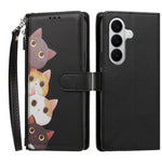 Samsung Galaxy A18 4G / Galaxy A17 5G / Galaxy A17 4G / Galaxy A26 5G / Galaxy F17 5G / Galaxy M17 5G / Galaxy A18 5G skal sött kattmönster PU-läder flip plånboksfodral med handledsrem