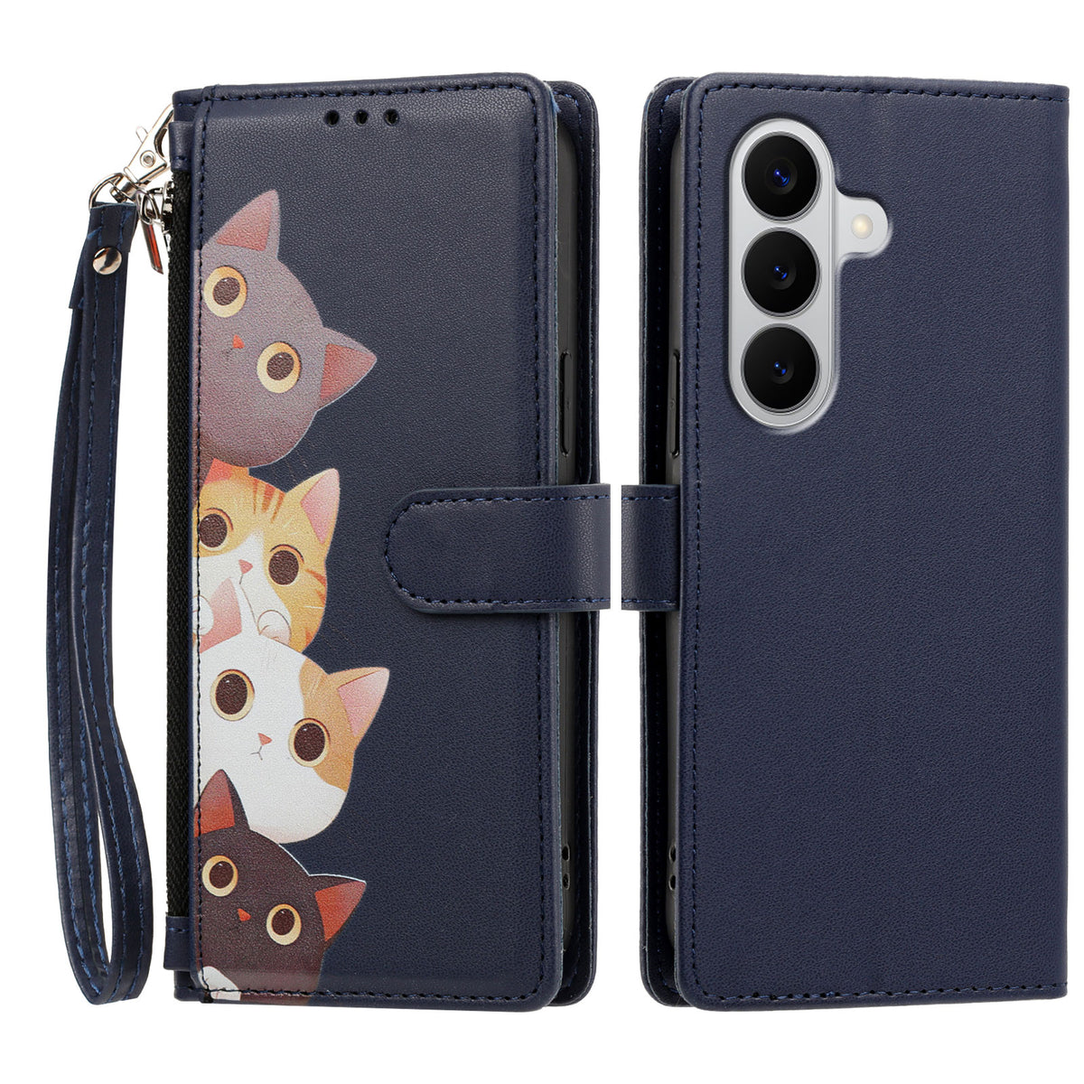 Til Samsung Galaxy A18 4G / Galaxy A17 5G / Galaxy A17 4G / Galaxy A26 5G / Galaxy F17 5G / Galaxy M17 5G / Galaxy A18 5G Cover Sødt Katte-mønster PU Læder Flip Tegnebog Telefoncover med Håndrem