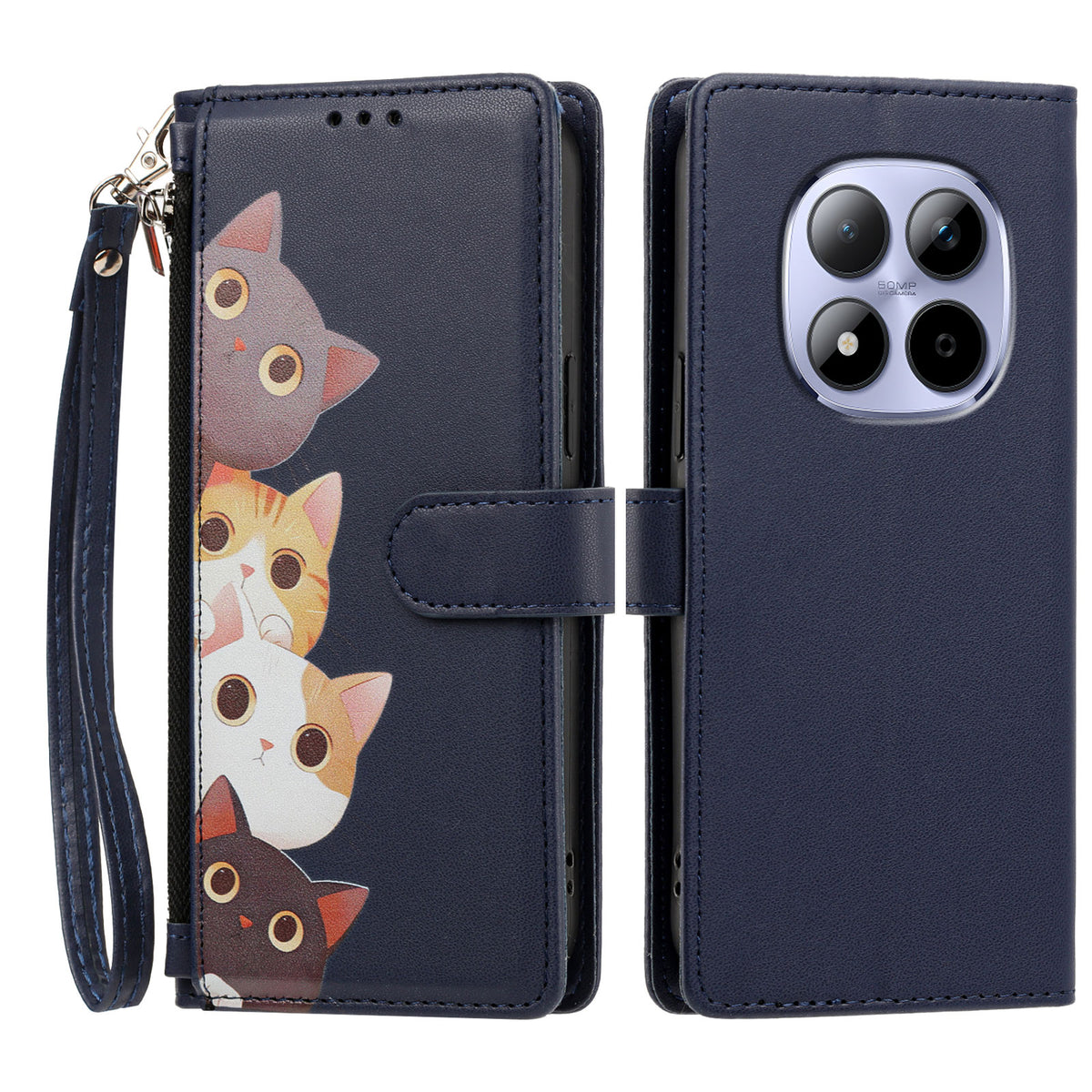 Xiaomi Redmi Note 15 Pro 5G (Global) Fodral Sött Kattmönster PU Läder Flip Plånboksfodral med Handledsrem