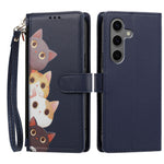For Samsung Galaxy S24+ / Galaxy S25+ Case Cute Cat Pattern PU Leather Flip Wallet Phone Cover with Wrist Strap