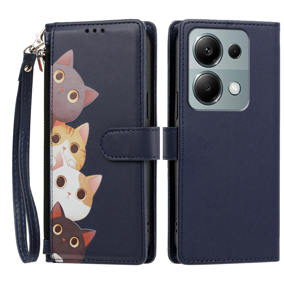 For Xiaomi Redmi 17 5G / Xiaomi Redmi 17 4G Case Cute Cat Pattern PU Leather Flip Wallet Phone Cover with Wrist Strap