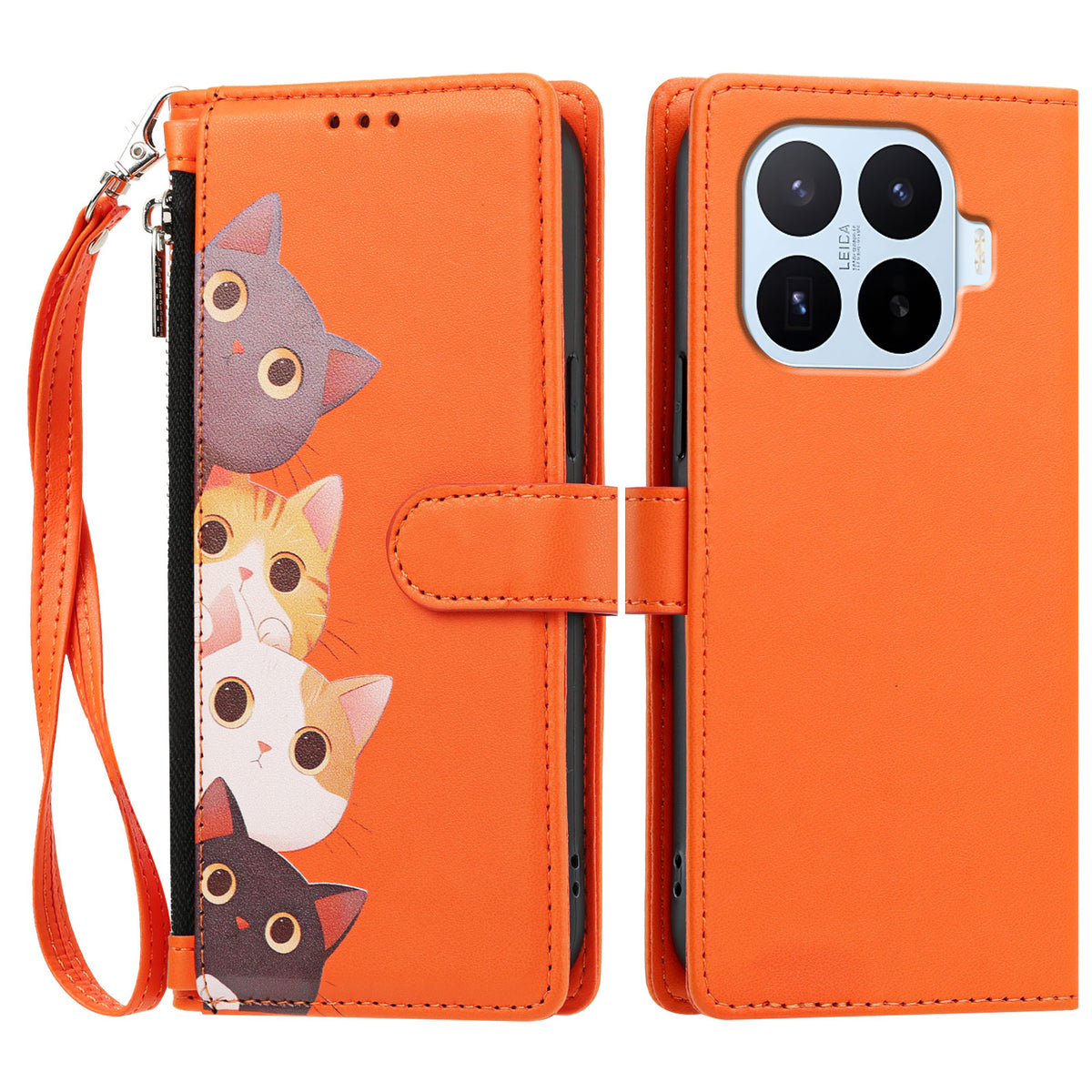 For Xiaomi 17T Case Cute Cat Pattern PU Leather Flip Wallet Phone Cover with Wrist Strap