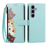 For Samsung Galaxy S24 / Galaxy S25 Case Cute Cat Pattern PU Leather Flip Wallet Phone Cover with Wrist Strap