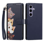 Samsung Galaxy S24 / Galaxy S25-etui med sødt kattemønster, PU-læder, flip-pung og håndledsrem