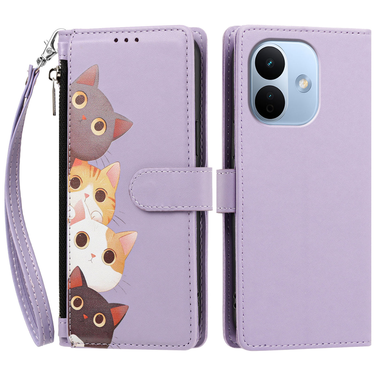 For Xiaomi Redmi Note 17 Pro 5G Case Cute Cat Pattern PU Leather Flip Wallet Phone Cover with Wrist Strap
