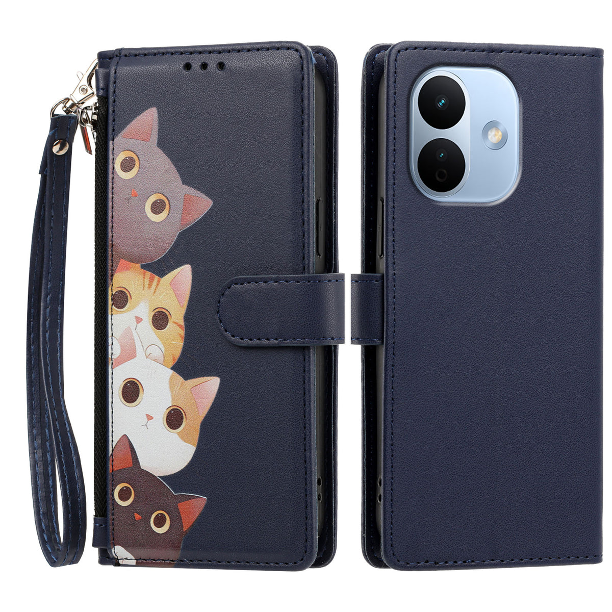 For Xiaomi Redmi Note 17 Pro 5G Case Cute Cat Pattern PU Leather Flip Wallet Phone Cover with Wrist Strap