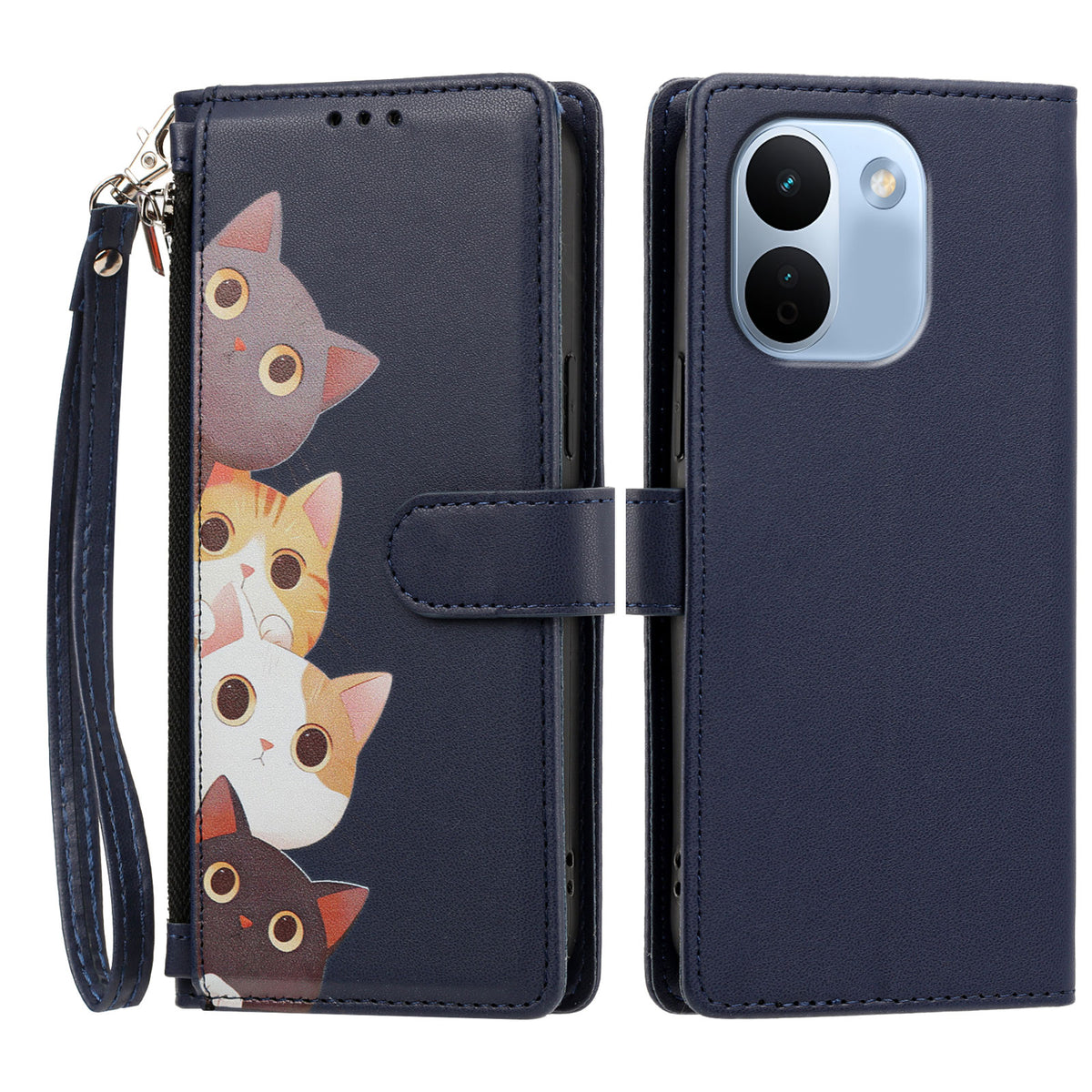 For Xiaomi Redmi Note 17 Pro Max 5G / Xiaomi Redmi Note 17 Pro+ 5G Case Cute Cat Pattern PU Leather Flip Wallet Phone Cover with Wrist Strap