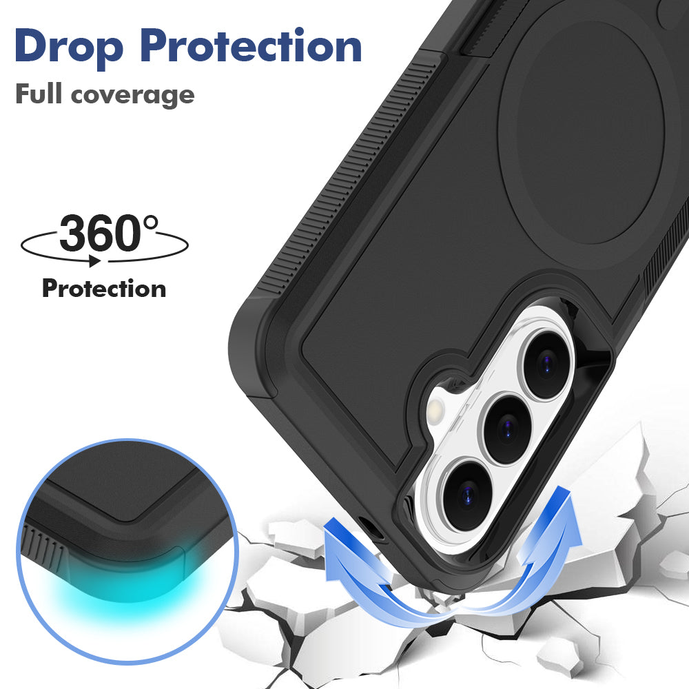 For Samsung Galaxy S25 / S24 Magnetic Case Dual Layer PC + TPU Shockproof Phone Cover