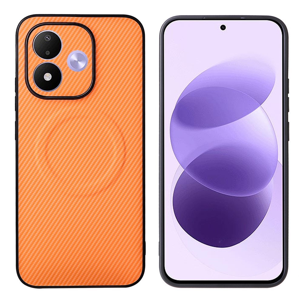 mobilskal för Xiaomi Redmi Note 17 5G (Global) / 17 4G (Global) / 17 (Indien/Kina) 5G Kolfiberstruktur Läderbelagd TPU PC mobilskal med metallring för magnetisk bilmontering