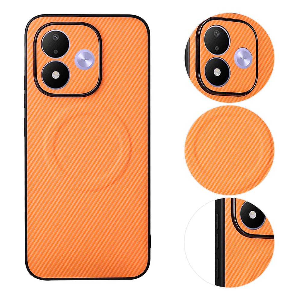 mobilskal för Xiaomi Redmi Note 17 5G (Global) / 17 4G (Global) / 17 (Indien/Kina) 5G Kolfiberstruktur Läderbelagd TPU PC mobilskal med metallring för magnetisk bilmontering