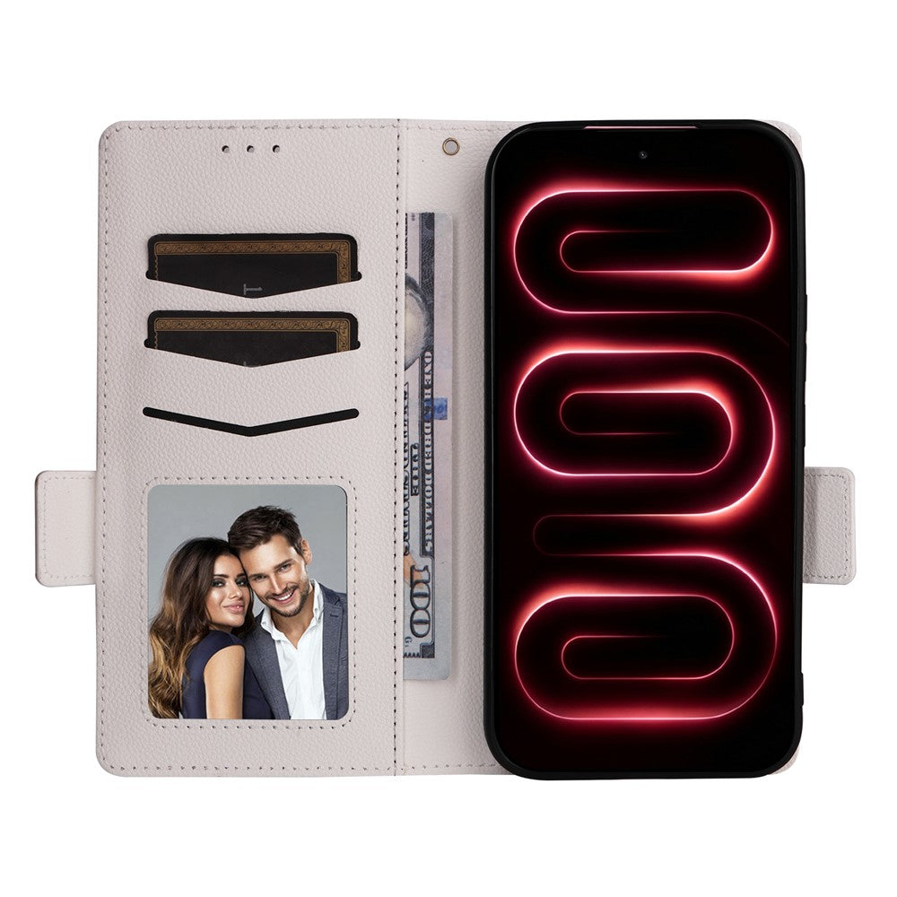 For Xiaomi Poco F9 Ultra 5G / Redmi K100 Pro Max 5G (China) Case Litchi Texture Wallet Leather Phone Cover with Wrist Strap