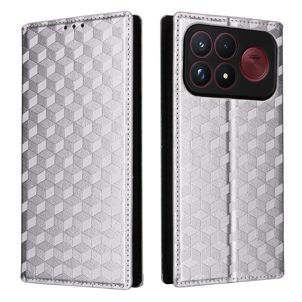 For Xiaomi Poco F9 Ultra 5G / Redmi K100 Pro Max 5G (China) Case Wallet Rhombus Imprinted PU Leather Phone Cover
