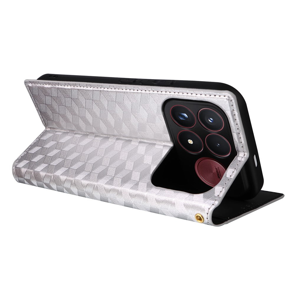 For Xiaomi Poco F9 Ultra 5G / Redmi K100 Pro Max 5G (China) Case Wallet Rhombus Imprinted PU Leather Phone Cover