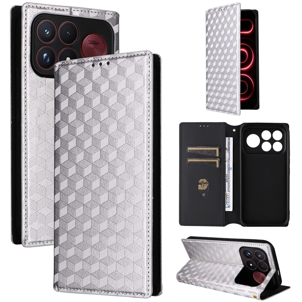For Xiaomi Poco F9 Ultra 5G / Redmi K100 Pro Max 5G (China) Case Wallet Rhombus Imprinted PU Leather Phone Cover