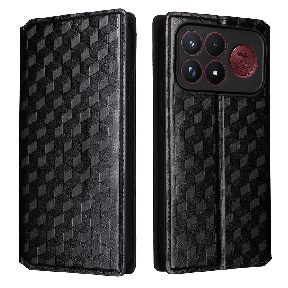 For Xiaomi Poco F9 Ultra 5G / Redmi K100 Pro Max 5G (China) Case Wallet Rhombus Imprinted PU Leather Phone Cover