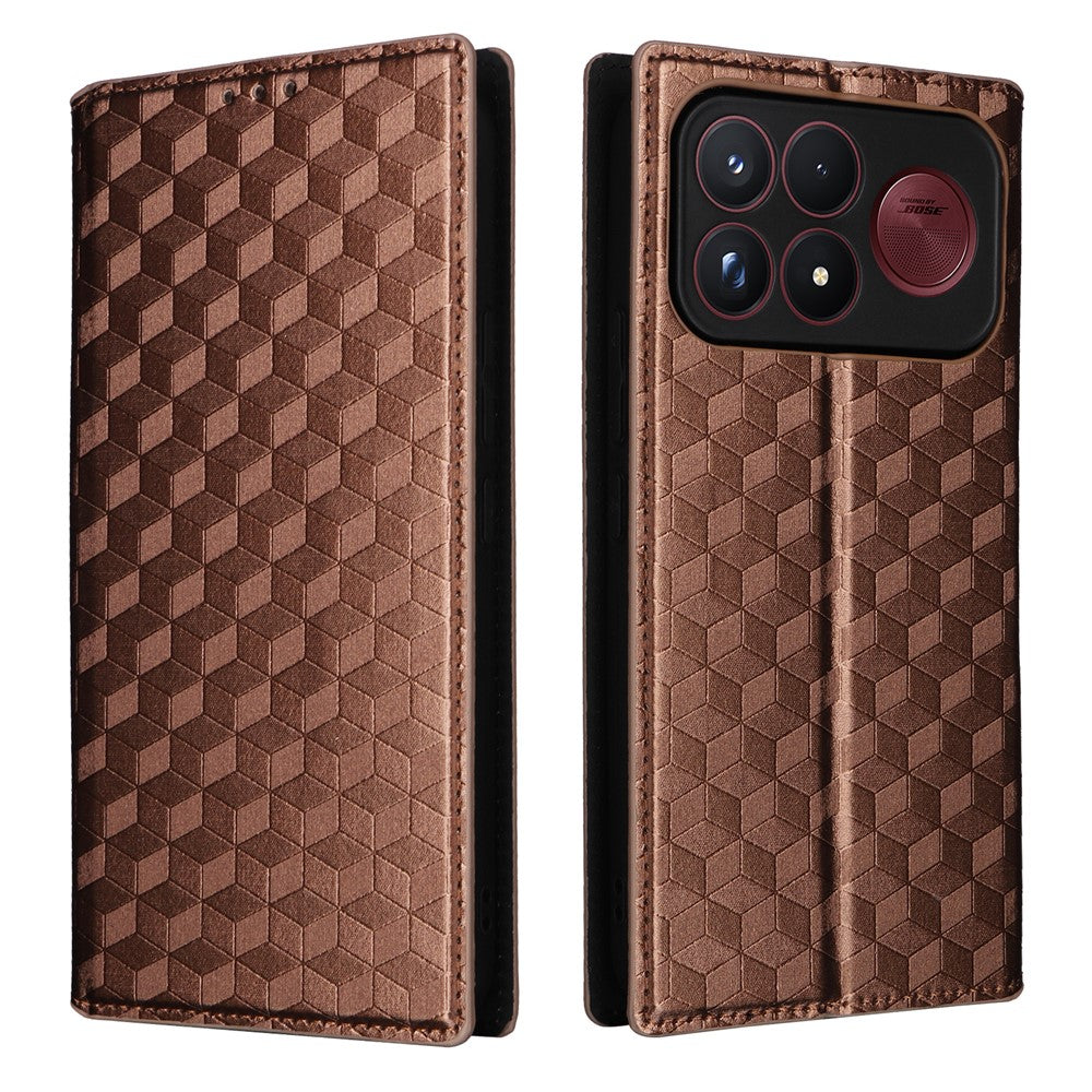 For Xiaomi Poco F9 Ultra 5G / Redmi K100 Pro Max 5G (China) Case Wallet Rhombus Imprinted PU Leather Phone Cover