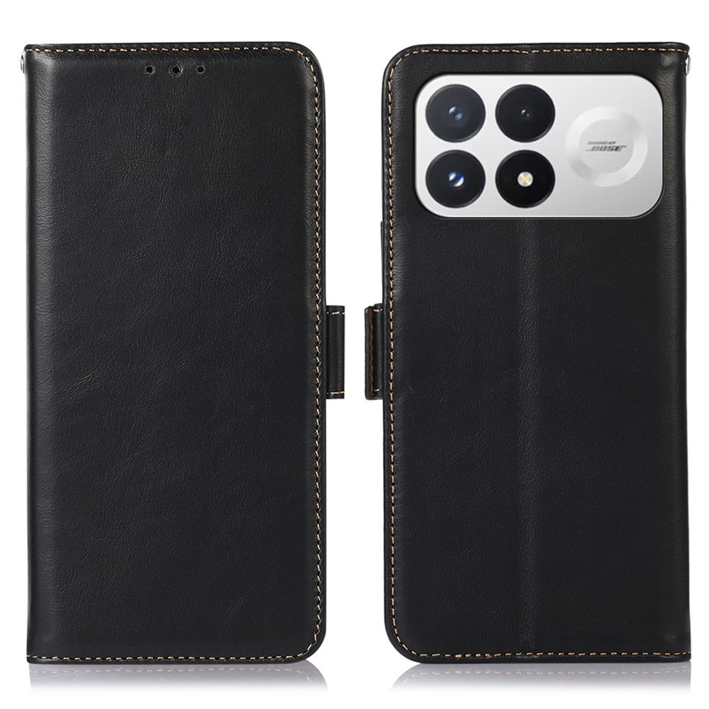 For Xiaomi Redmi K100 Pro 5G / Poco F9 Pro 5G Case RFID Blocking Genuine Cow Leather Wallet Phone Cover