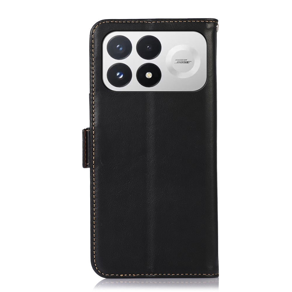 For Xiaomi Redmi K100 Pro 5G / Poco F9 Pro 5G Case RFID Blocking Genuine Cow Leather Wallet Phone Cover