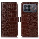 For Xiaomi Redmi K100 Pro Max 5G (China) / Poco F9 Ultra 5G Case RFID Blocking Wallet Crocodile Texture Genuine Cow Leather Phone Cover