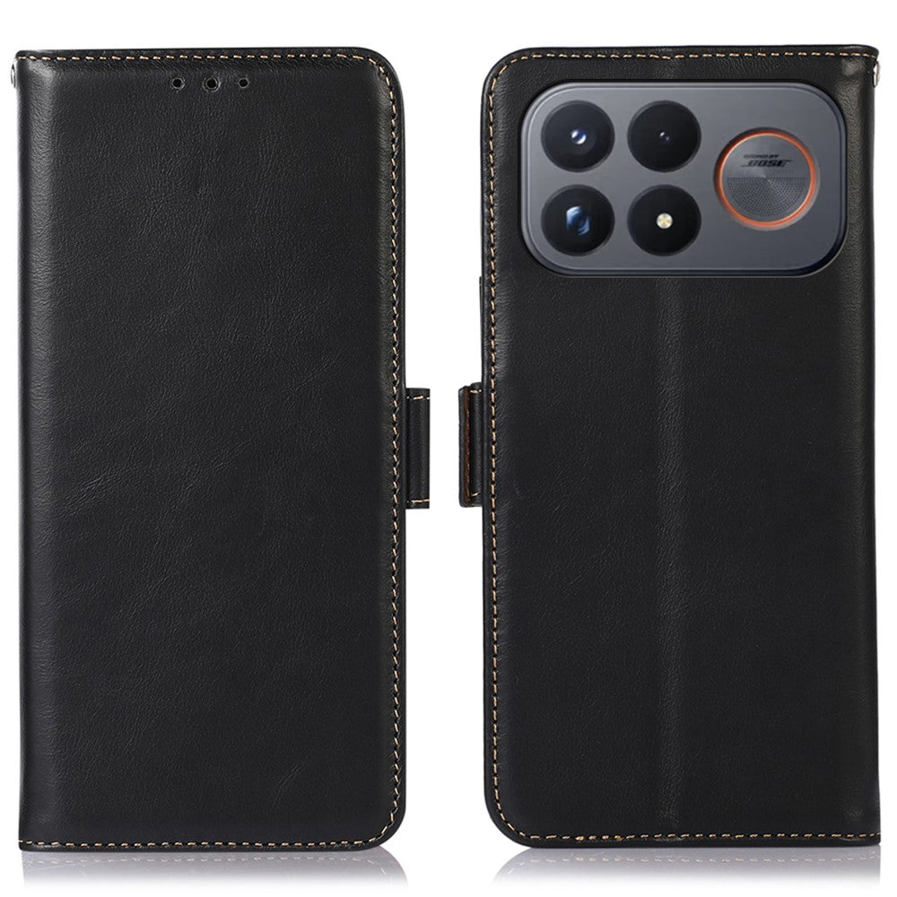 For Xiaomi Redmi K100 Pro Max 5G (China) (China) / Poco F9 Ultra 5G Case RFID Blocking Genuine Cow Leather Wallet Phone Cover